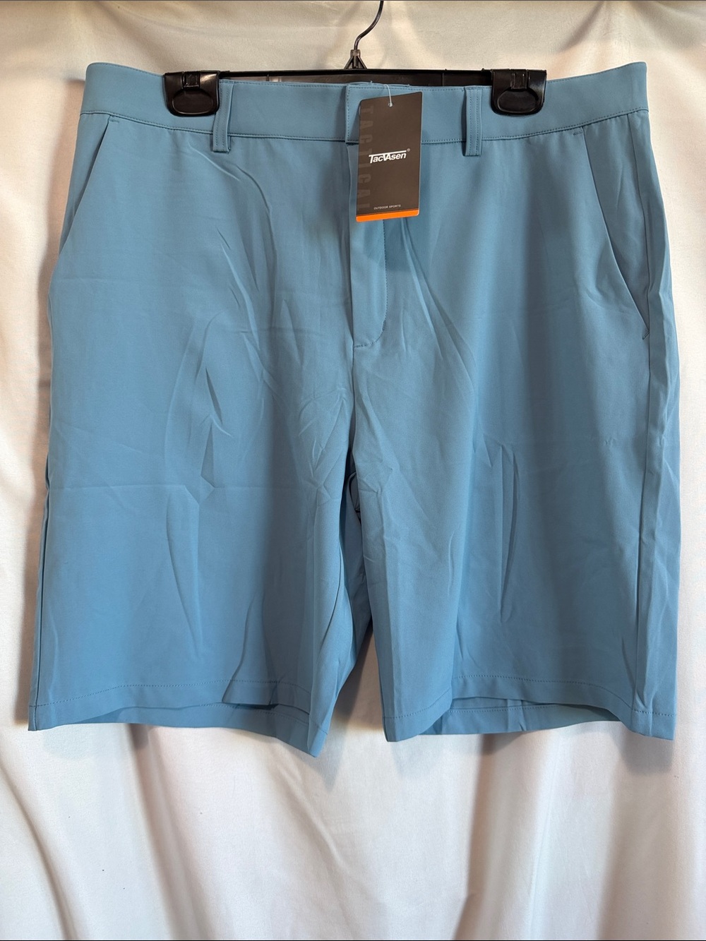 Sky Blue Flat-Front Performance Shorts for Men